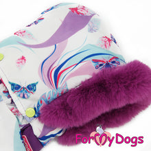 Last inn bildet i Galleri-visningsprogrammet, Dress hvit/lilla TISPE (str 20 Chinese Crested, Cockerspaniel ol.) Langhåret hund