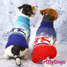 Last inn bildet i Galleri-visningsprogrammet, Strikket genser "Hjort" Rød/Blå UNISEX