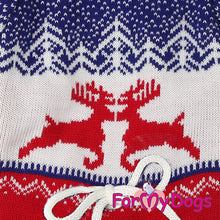 Last inn bildet i Galleri-visningsprogrammet, STRIKKET DRESS med hette ¨Deers¨ rød/blå UNISEX, str 8 chihuahua